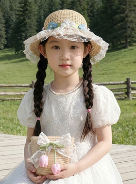 女童夏季沙滩防晒渔夫帽