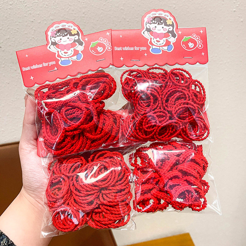 红色喜庆儿童头绳高弹力发圈皮筋新年发绳过年头饰扎发女童不伤发,淘宝优惠券,粉丝福利购,淘宝优惠卷