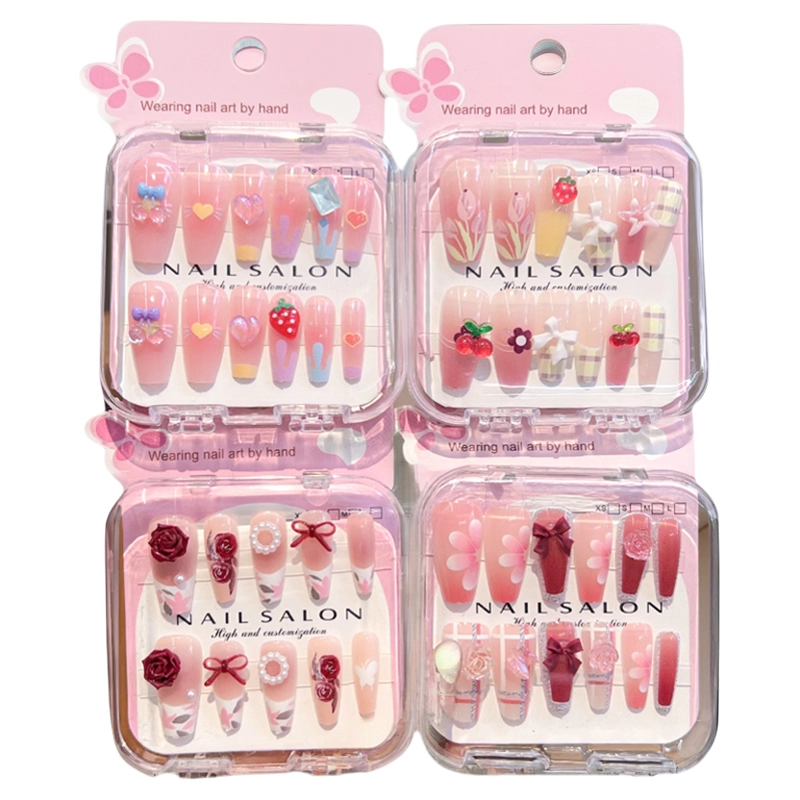 新年儿童穿戴甲樱桃蝴蝶结8-12岁学生党专用指甲贴过年礼物美甲贴,淘宝优惠券,粉丝福利购,淘宝优惠卷