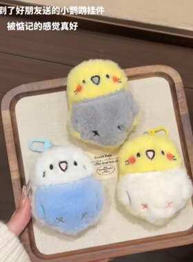 网红同款棉花感小鹦鹉毛绒挂件蓬松亲肤公仔挂饰学生日常穿搭点缀