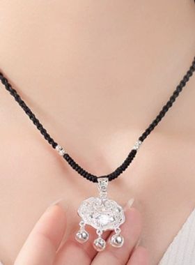 平安长命锁项链女锁骨链小众手工编织