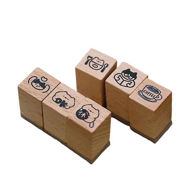 可爱中分猫迷你木质印章手帐常用表情计划日程打卡日历记录手账章,淘宝优惠券,粉丝福利购,淘宝优惠卷