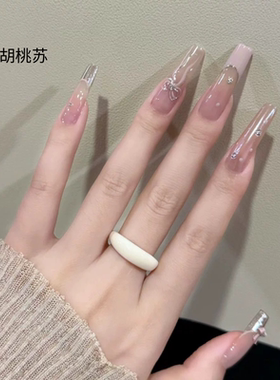 纯手工穿戴甲甜酷冰糖|y2k粉镜面和立体蝴蝶纯法式蝴蝶结显白美甲