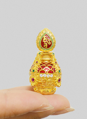 长寿宝瓶藏式银制S925银嘎乌盒