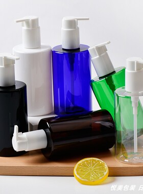 300ml毫升平肩矮款24口径大泵头PET瓶化妆品按压泵洗发水洗手液瓶