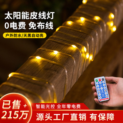 led彩灯氛围灯闪灯串灯户外防水太阳能皮线灯庭院过新年装饰树灯 - 图3