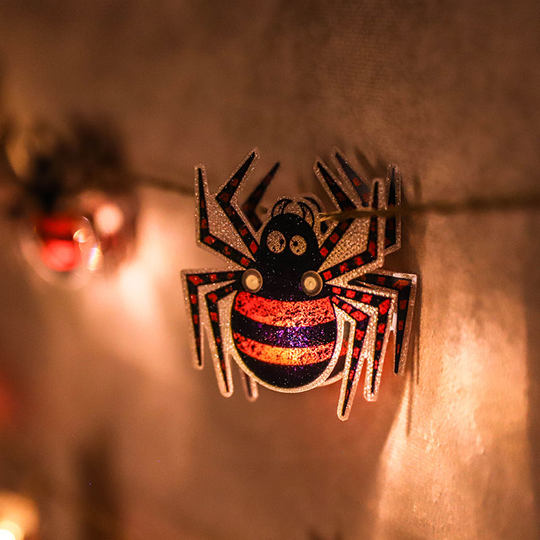 Halloween decoration scene arrangement spider pumpkin lantern