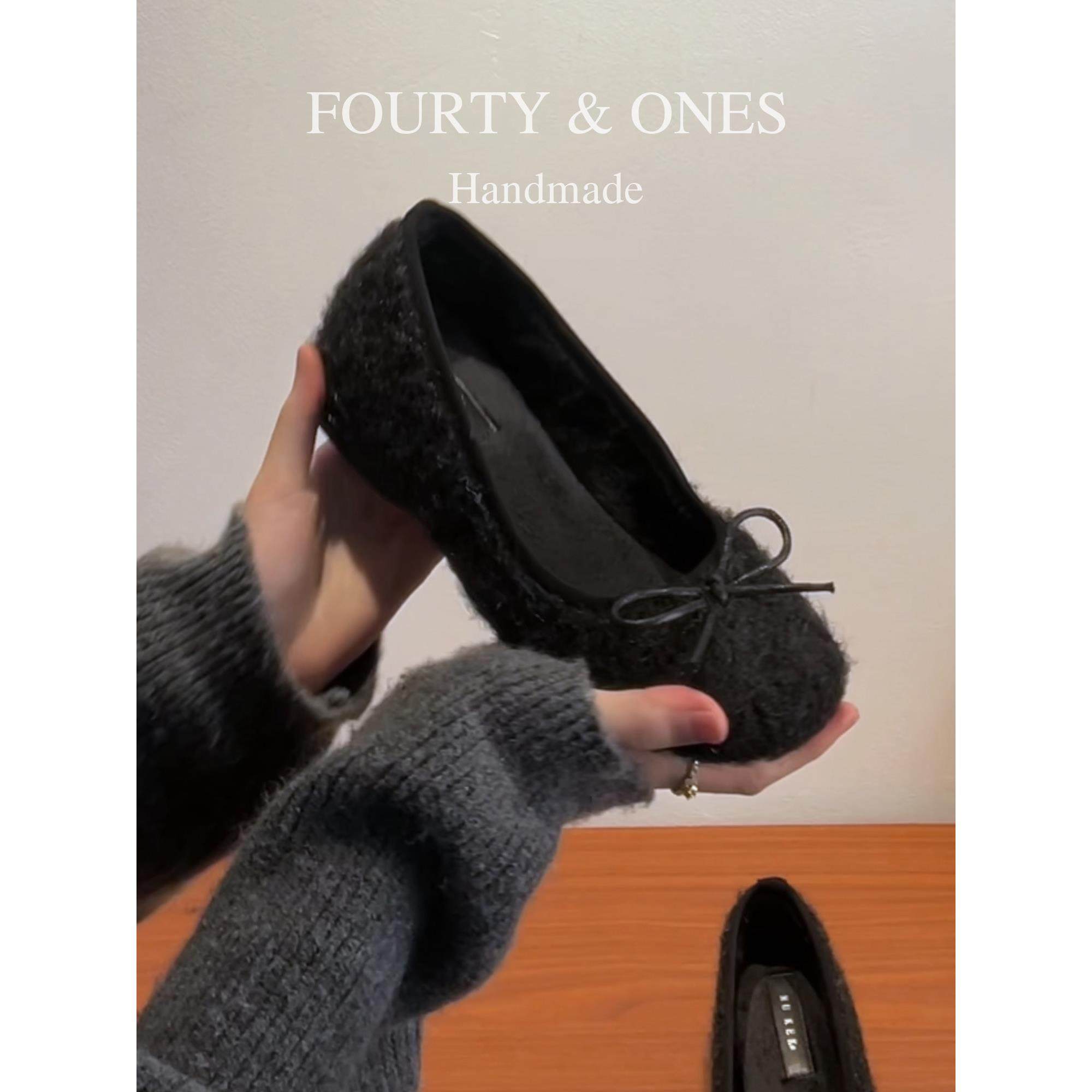 羊毛版~芭蕾风毛绒蝴蝶结玛丽珍鞋女内增高毛毛鞋配裙子浅口单鞋,淘宝优惠券,粉丝福利购,淘宝优惠卷