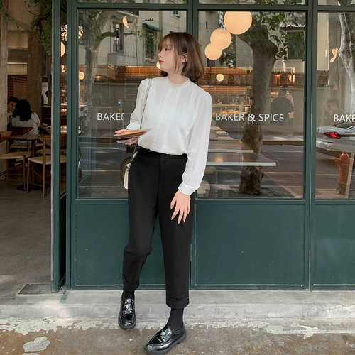 Шерстяные штаны, большой размер, высокая талия, свободный прямой крой, по фигуре