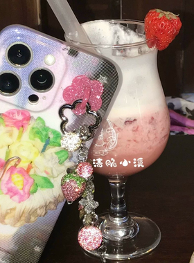 手作闪钻草莓白水晶手链y2k千禧辣妹闪闪造型极繁系列手链