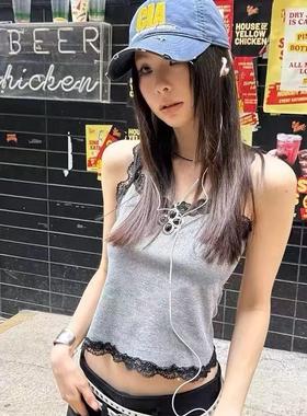 黑色四叶花瓣吊坠十字架项链毛衣链简约气质高级感锁骨链百搭