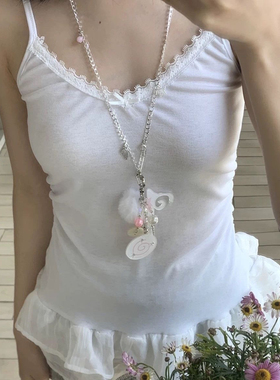 原创*天使奏*翅膀音符造型皮质项链毛衣链多用途挂链挂饰百搭