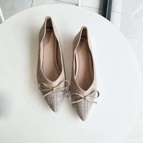 Обувь с заостренным носом, комфортные туфли с бантиком, в стиле Шанель, мягкая подошва