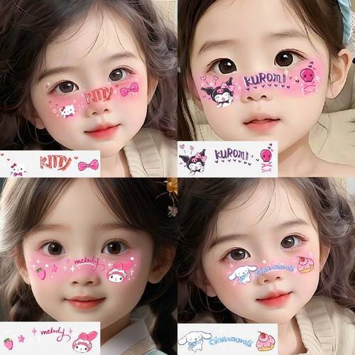 卡通库洛米脸妆纹身贴 太阳小花爱心可爱纹身贴cos运动会少女演出 - 图2