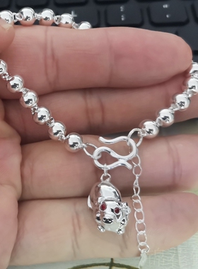 纯银手链女圆珠十二生肖