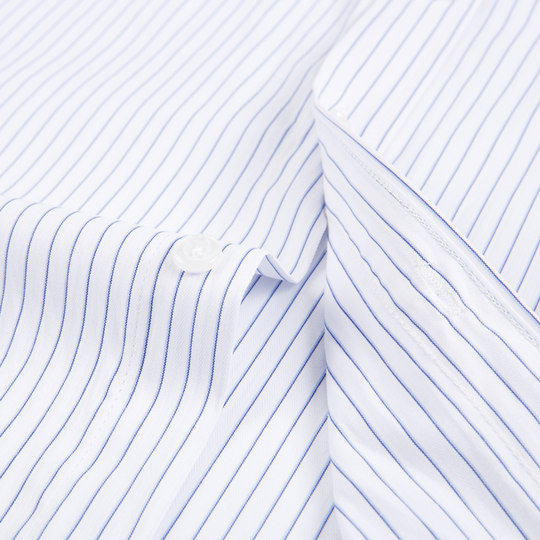 新款夏季商务职业工装休闲纯色男条纹定制长袖衬衫logo银行工作服