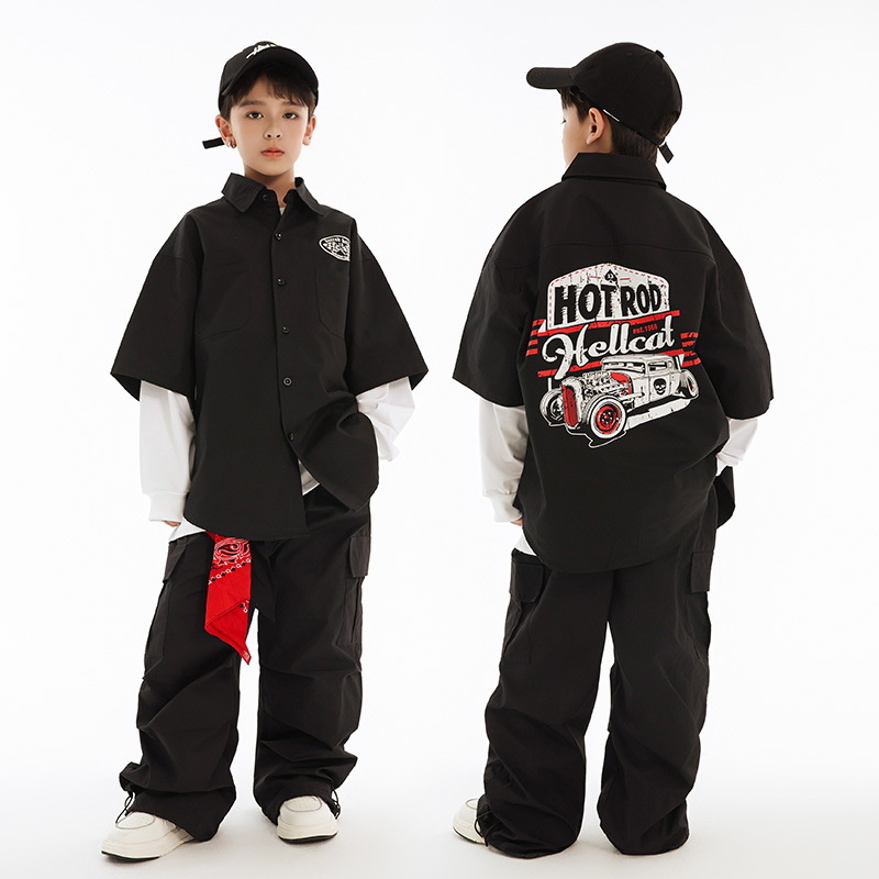 街舞儿童潮服hiphop街舞穿搭童装演出服男童嘻哈套装女童走秀潮服