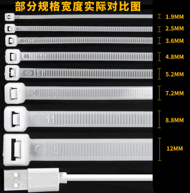 自锁式尼龙扎带塑料高强度3x100黑色扎线固定卡扣强力大号束线带 - 图0