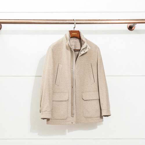 限量 67900版 COLOMBO 100%山羊绒 秋冬男士中长款立领全羊绒大衣 - 图2