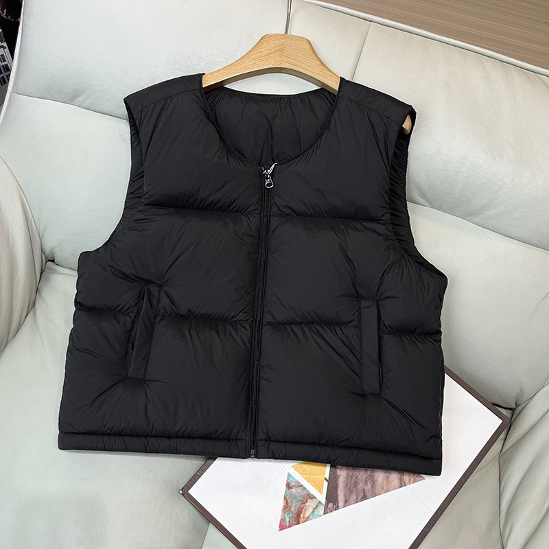 时尚简约百搭圆领无袖轻薄羽绒马甲2025秋冬新款保暖90絨夹克外套,淘宝优惠券,粉丝福利购,淘宝优惠卷