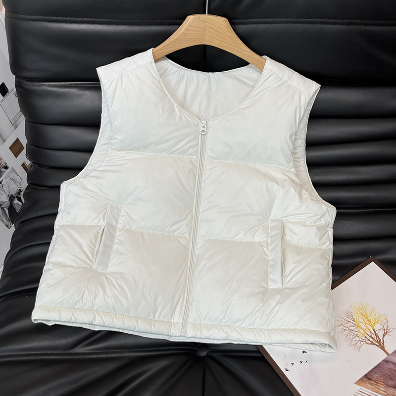 时尚简约百搭圆领无袖轻薄羽绒马甲2025秋冬新款保暖90絨夹克外套,淘宝优惠券,粉丝福利购,淘宝优惠卷
