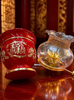 中国风复古纯铜玻璃酥油灯