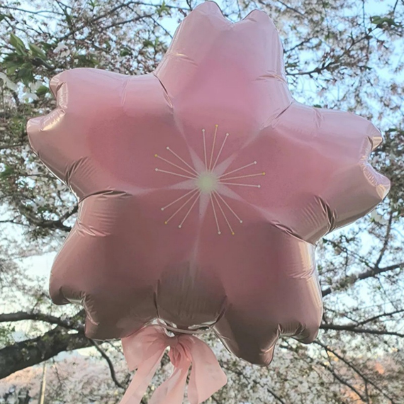 日式樱花铝膜气球粉嫩少女心花朵飘空氦气球生日礼物装扮节庆用品 - 图3