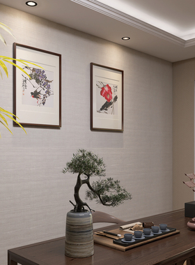 十兰手绘花鸟国画实木框包安装