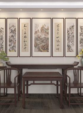 十兰山水中堂国画手绘实木收藏证