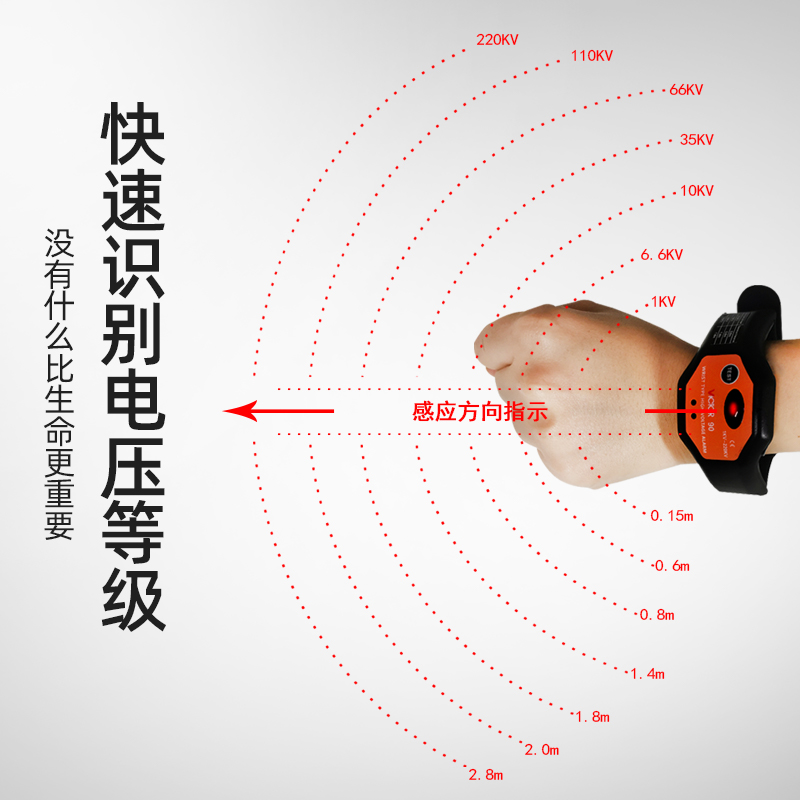 胜利手腕式高压报警器VC90非接触高压探测报警仪安全帽电压报警器 - 图2