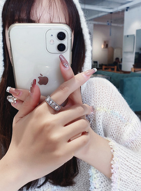 满钻锆石时尚感名媛风开口戒指