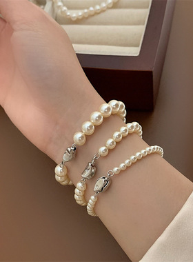 法式施家珍珠手链女款豌豆串珠手串2023新款爆款轻奢高级手环手镯