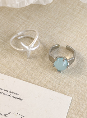 夏日清凉感~海星戒指女小众开口