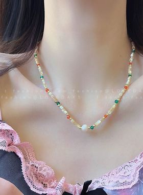 迷尚优品天然石贝壳圆珠链女