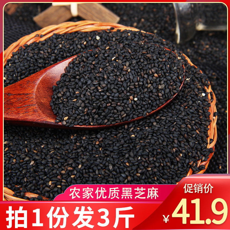 野三坡 新货炒熟黑芝麻500gX3袋 即食黑芝麻五谷杂粮干吃散装