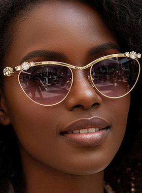 Y2K辣妹墨镜女欧美猫眼太阳眼镜