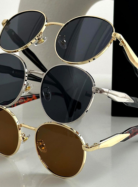 墨镜防紫外线街拍复古女圆形