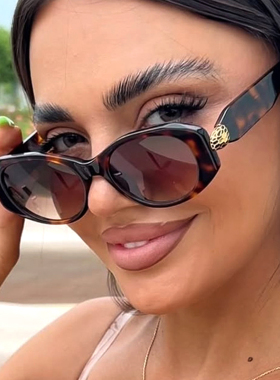 椭圆太阳镜女欧美复古太阳眼镜