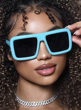 方形太阳镜大框防晒复古女彩色