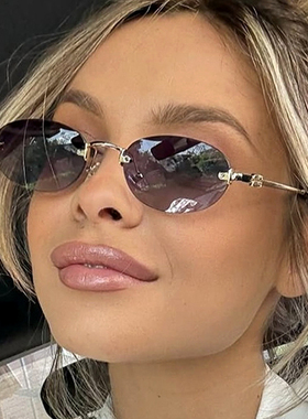 Rimless Sunglasses 无框太阳镜金属椭圆太阳眼镜复古辣妹y2k墨镜