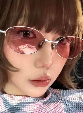 椭圆猫眼太阳眼镜女金属墨镜