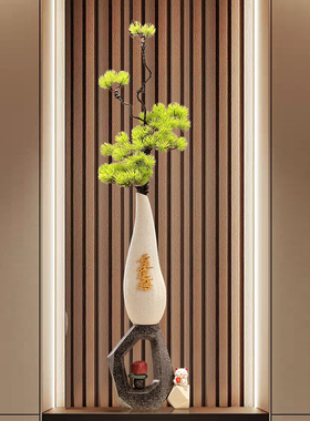 入户玄关石来运转陶瓷花瓶摆件