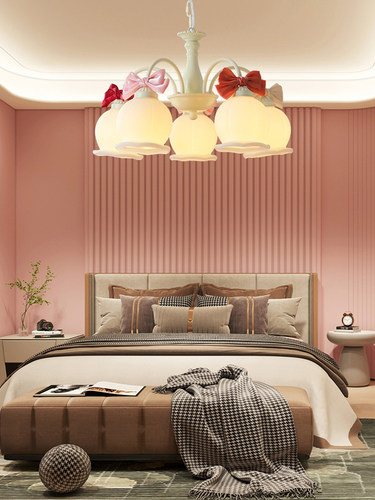 法式新款客厅卧室餐厅儿童房女孩甜美蝴蝶结吸顶吊灯衣帽间护眼灯 - 图3