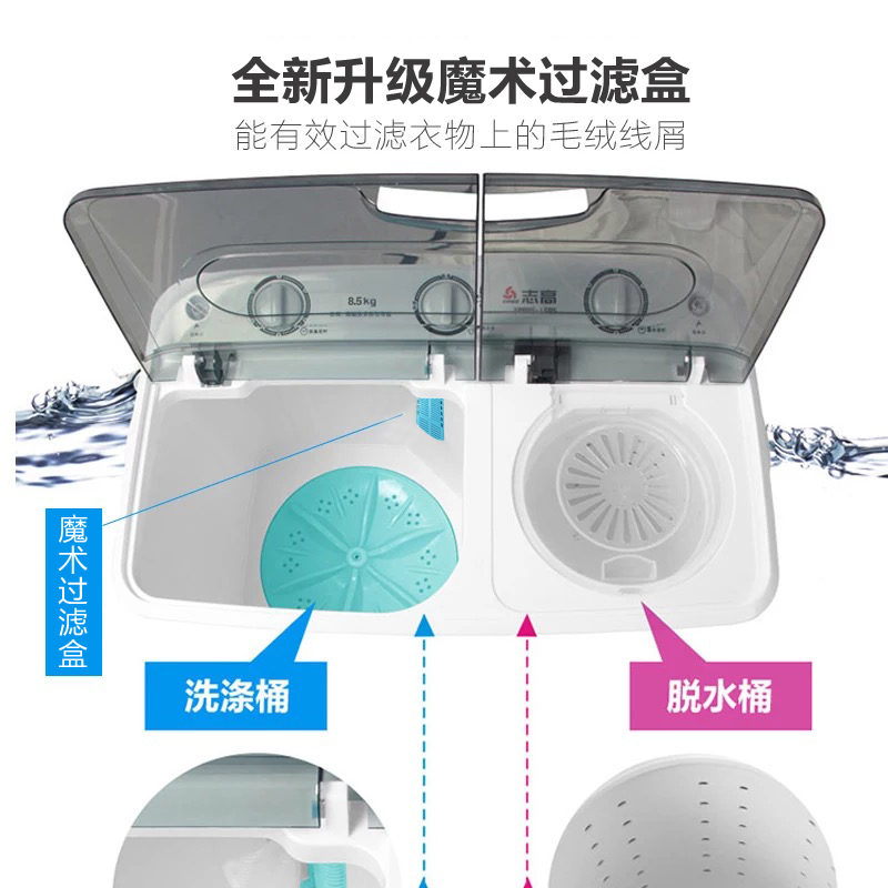 洗衣机半全自动家用大容量双桶双缸波轮小型 168S XPB92 志高 Chigo 洗衣机半全自动家用大容量双桶双缸波轮小型 168S XPB92 志高 Chigo