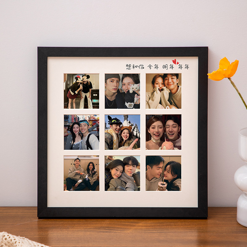实木九宫格相框摆台洗照片定制diy拼图情侣拍立得打印纪念册挂墙,淘宝优惠券,粉丝福利购,淘宝优惠卷
