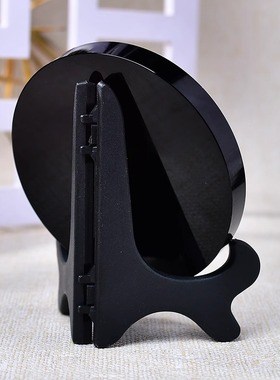 正品黑曜石圆盘光盘无事盘镜子镜面风水摆件七星阵底座家居装饰