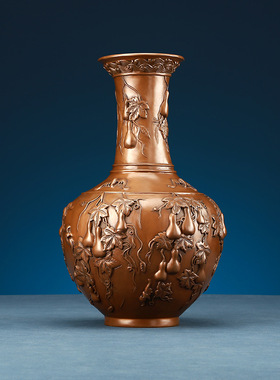 正品紫铜葫芦花瓶摆件工艺品客厅办公室家居装饰品开业礼品