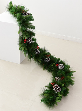 正品跨境圣诞藤条装饰摆件美国松果松针红果仿真藤条圣诞