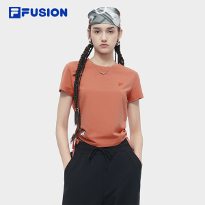 FILA FUSION斐乐潮牌2024夏季新款短t女修身显瘦短袖休闲透气T恤