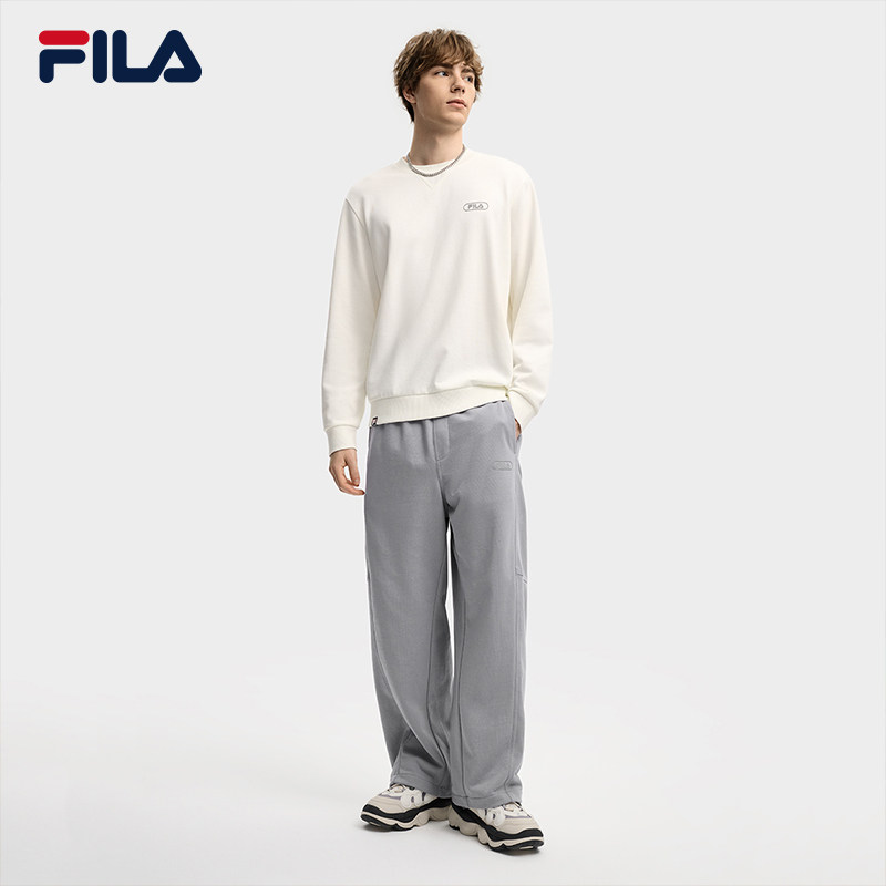 易烊千玺同款FILA 斐乐官方男士针织长裤时尚简约宽松休闲直筒裤,淘宝优惠券,粉丝福利购,淘宝优惠卷